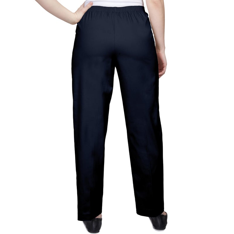 Alfred Dunner Womens Soft Twill Mid-Rise Regular Fit Straight Leg Regular Length Casual Pant Navy Size 16 - Image 2